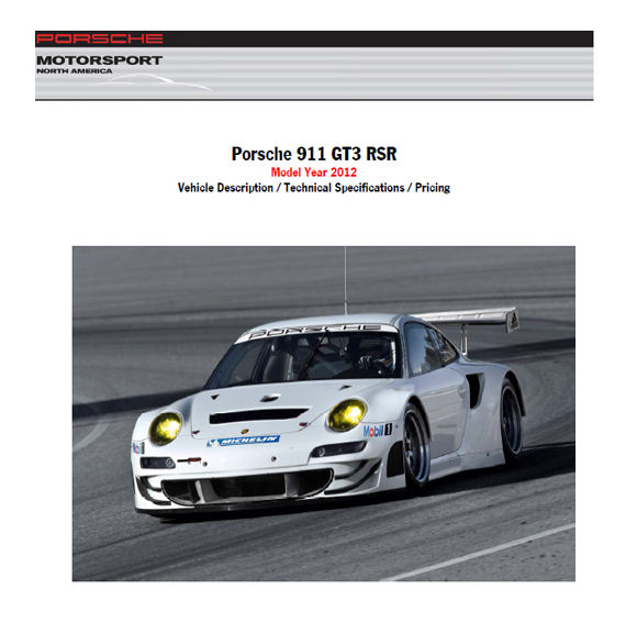 Рекламный буклет Porsche 997 GT3 RSR