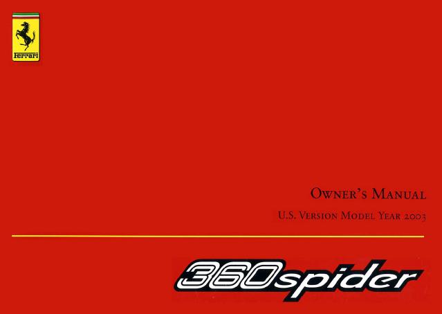 Книга Ferrari 360 Modena: owners manual, 2003