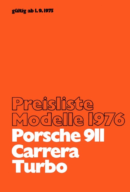 Porsche 1976 MY прайс лист
