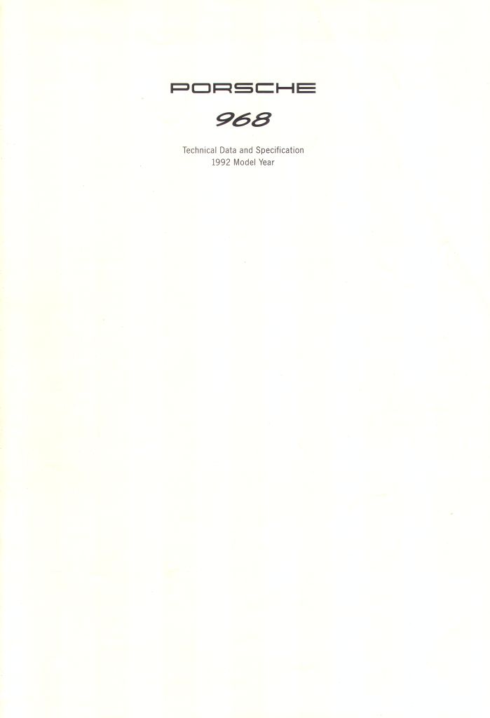 Рекламный буклет Porsche 968 technical data and sprcification