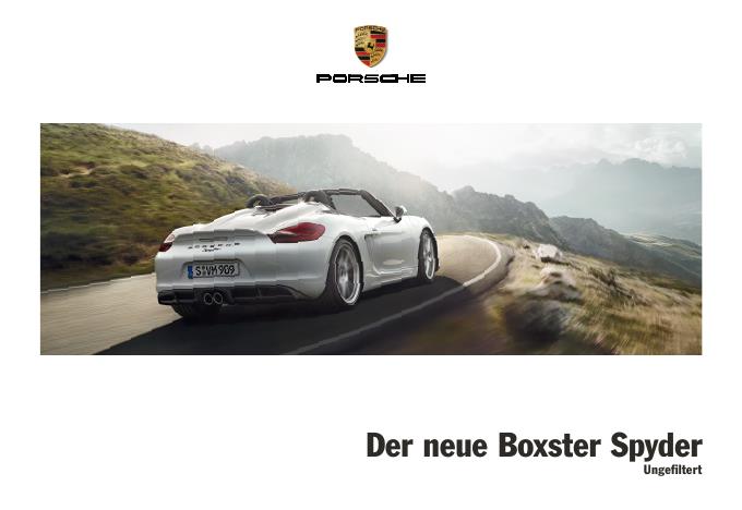Рекламный буклет Porsche 981 Boxster Spyder DE