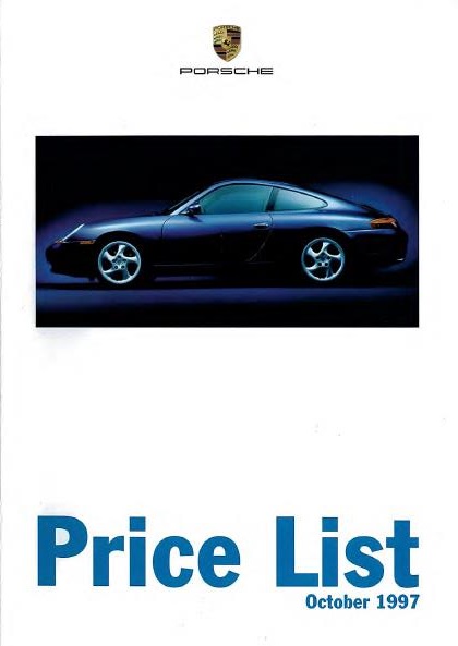 Рекламный буклет Porsche 996 1998MY price list UK
