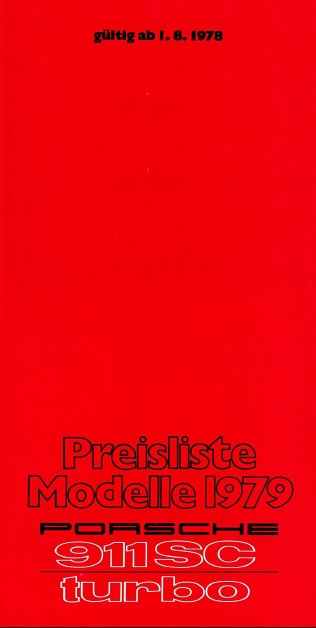 Рекламный буклет Porsche 1978MY pricelist