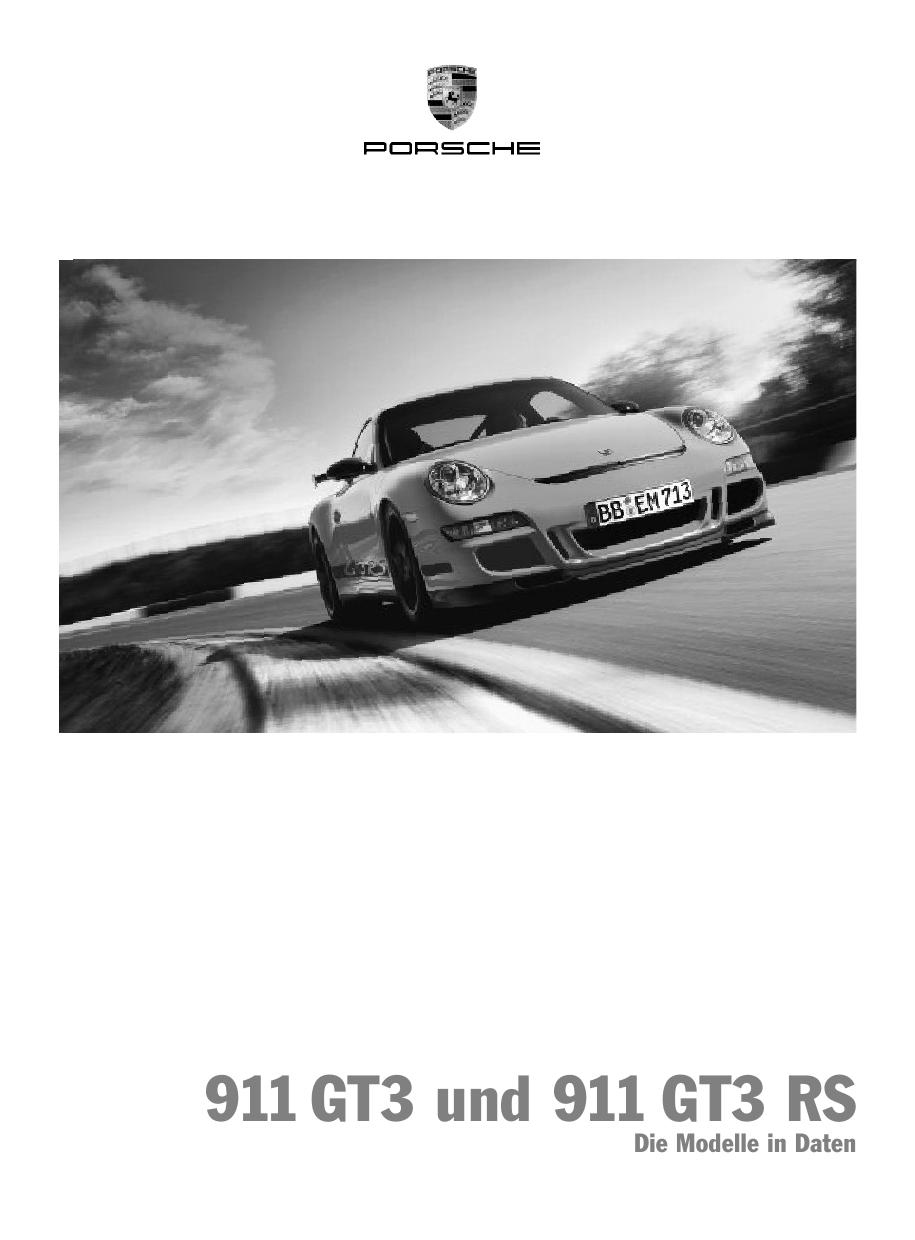 Рекламный буклет Porsche 997 GT3, GT3RS pricelist DE