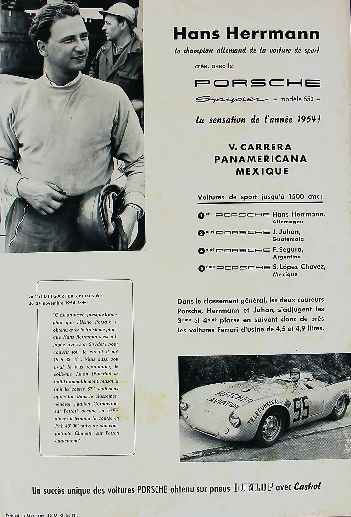 1954, Carrera Panamericana: Hans Herrmann & Porsche 550-04 | Porsche cars  history