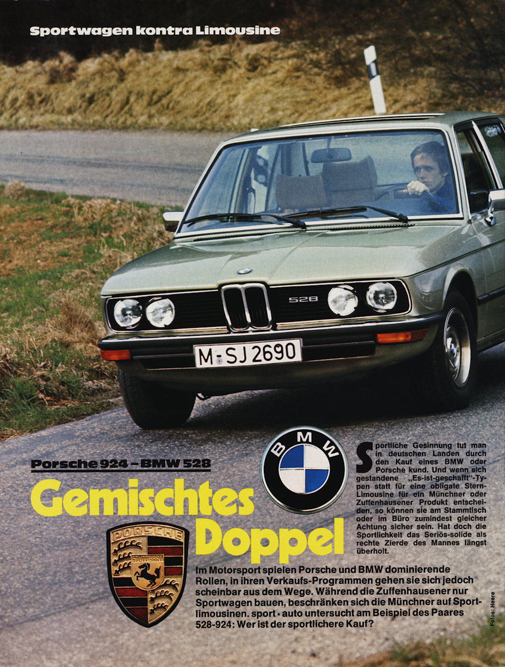Porsche 924 vs BMW 528 (Sport Auto mag., 05/1977, Deutsch) Porsche
