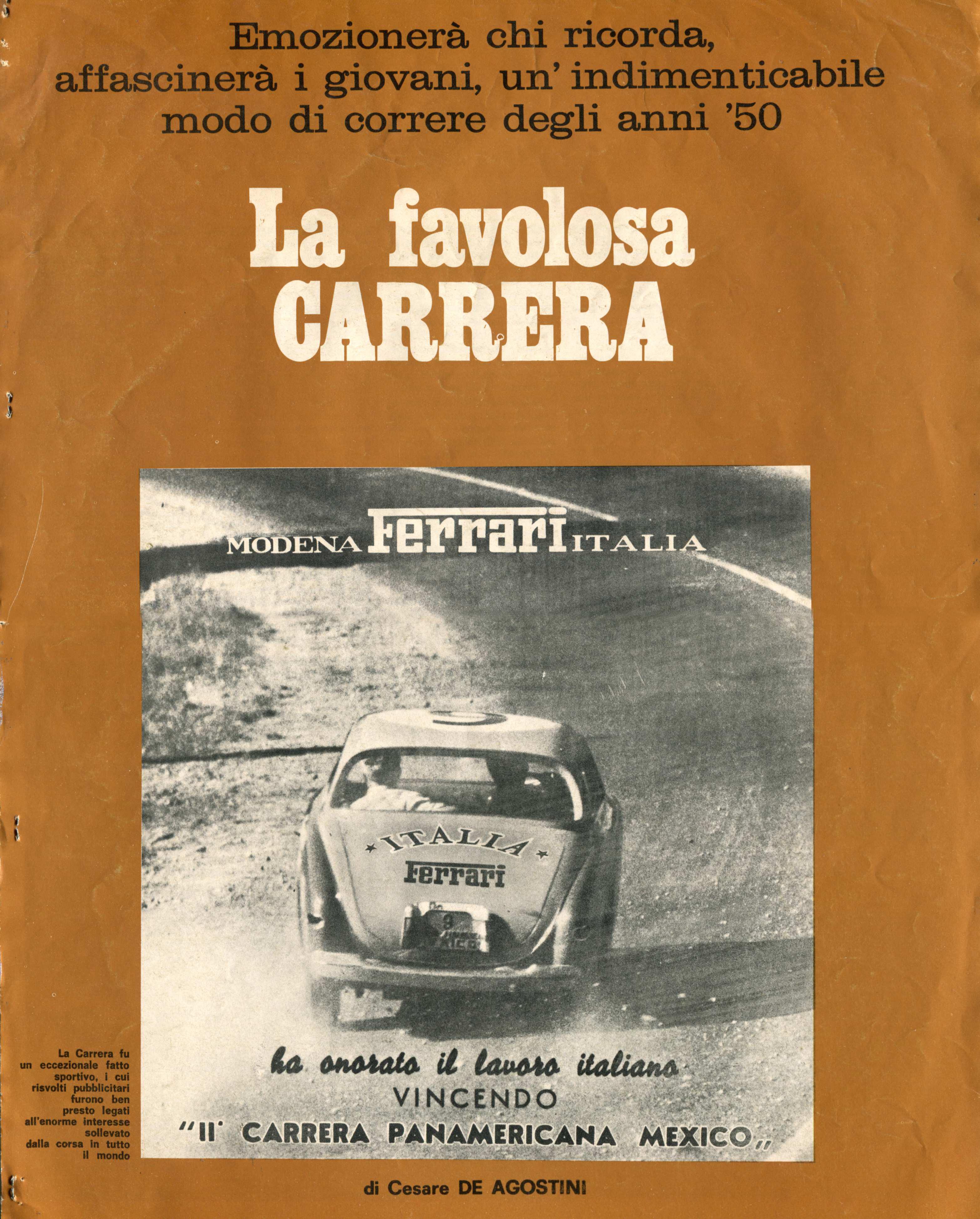 Книга La favolosa Carrera. Cesare de Agostini.