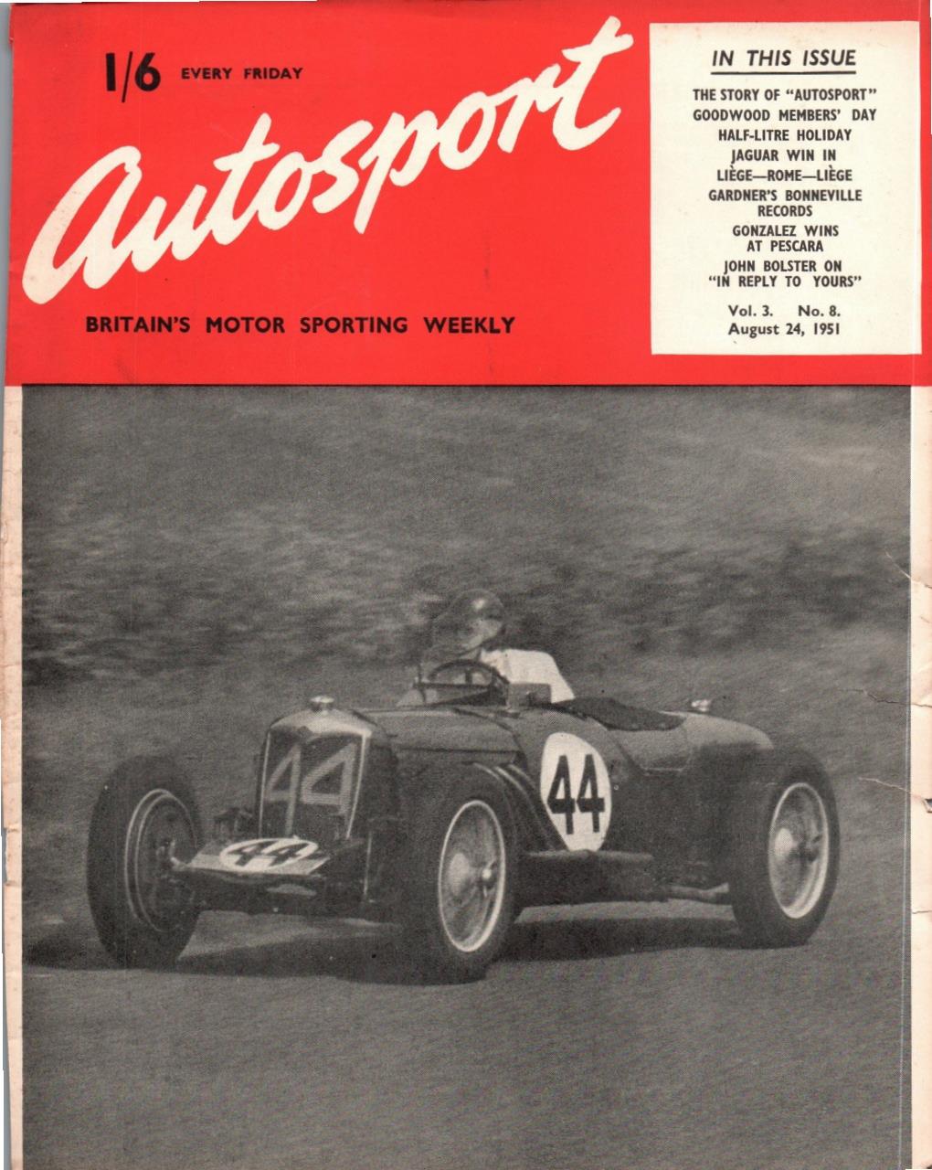 Журнал Autosport 24 августа 1951