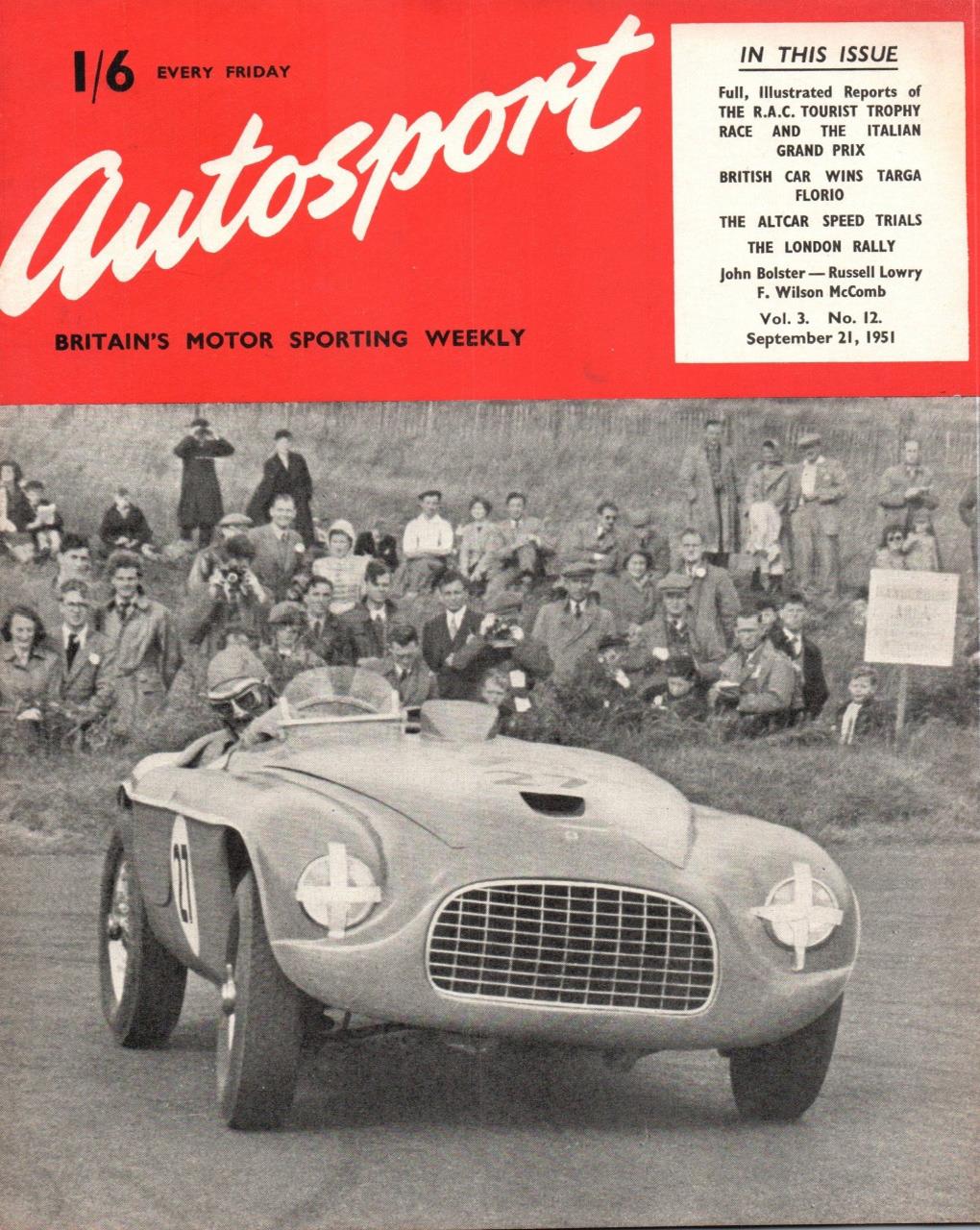 Журнал Autosport 21 сентября 1951
