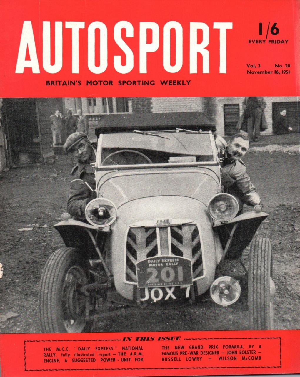 Журнал Autosport 16 ноября 1951