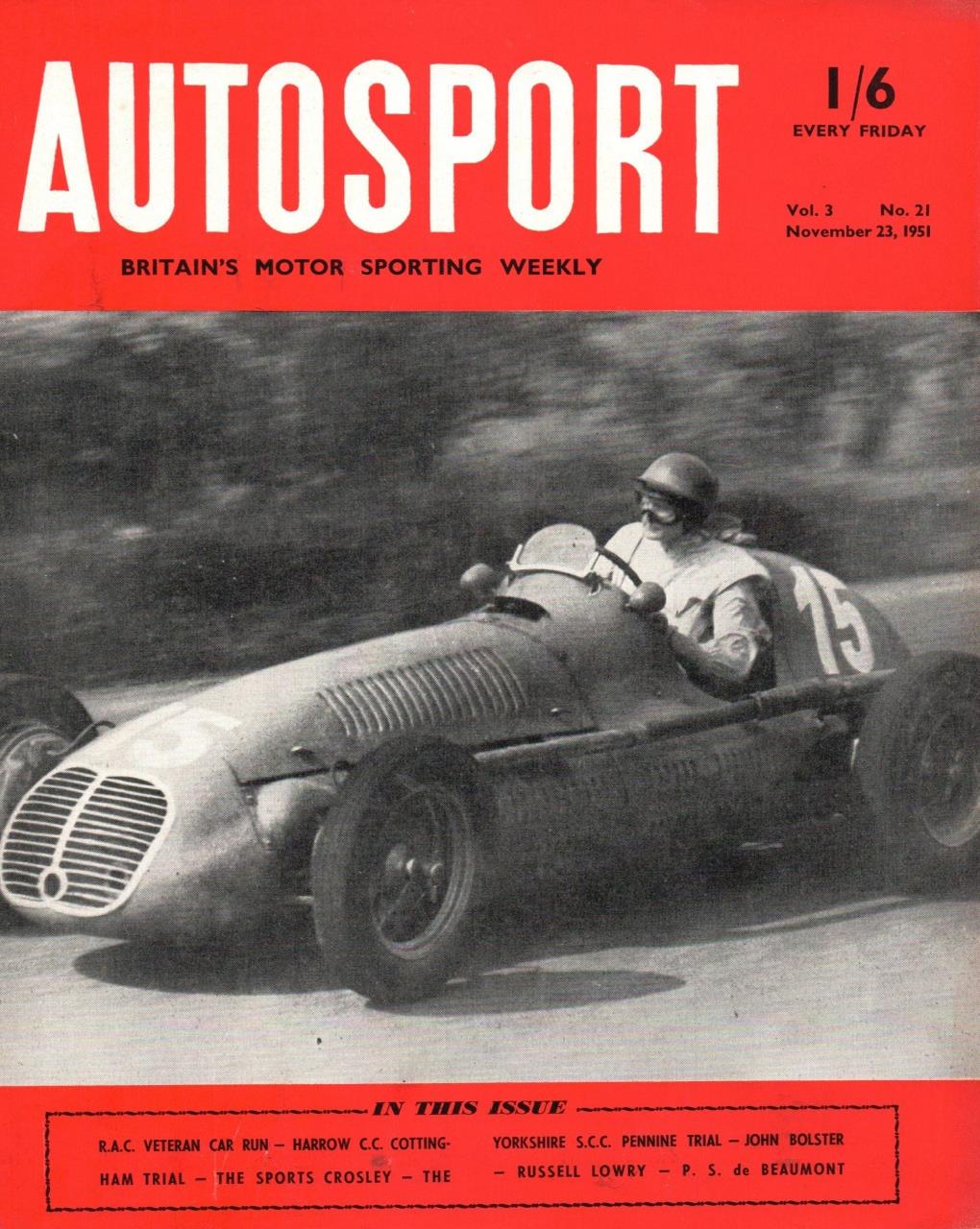 Журнал Autosport 23 ноября 1951