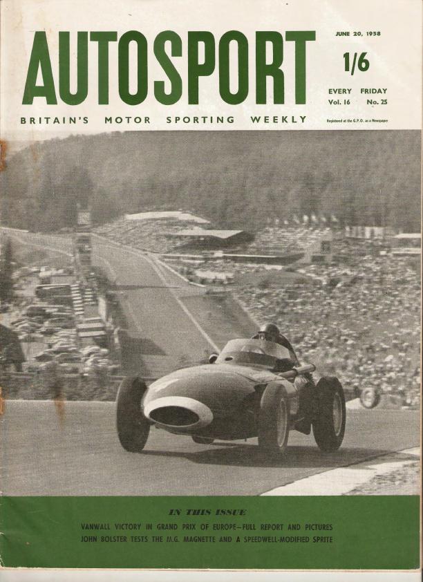 Журнал Autosport 20 июня 1958