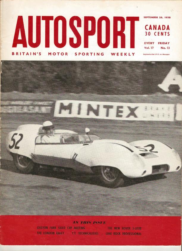 Журнал Autosport 26 сентября 1958