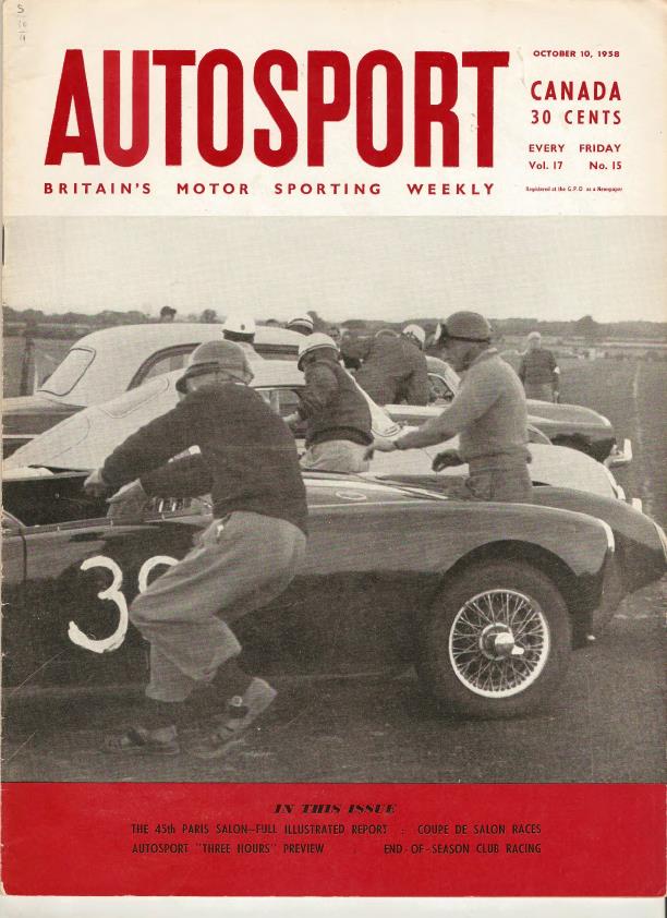 Журнал Autosport 10 октября 1958