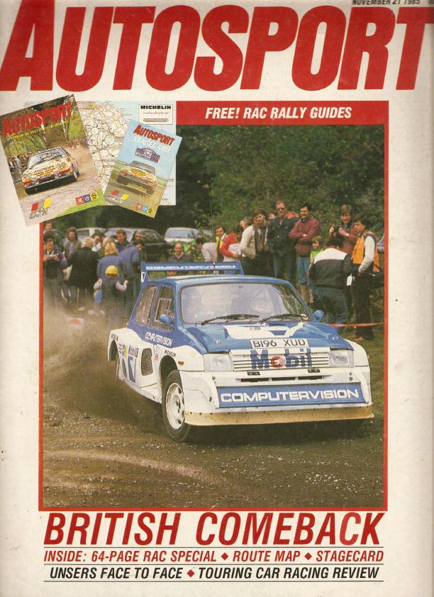 Журнал Autosport 21 ноября 1985