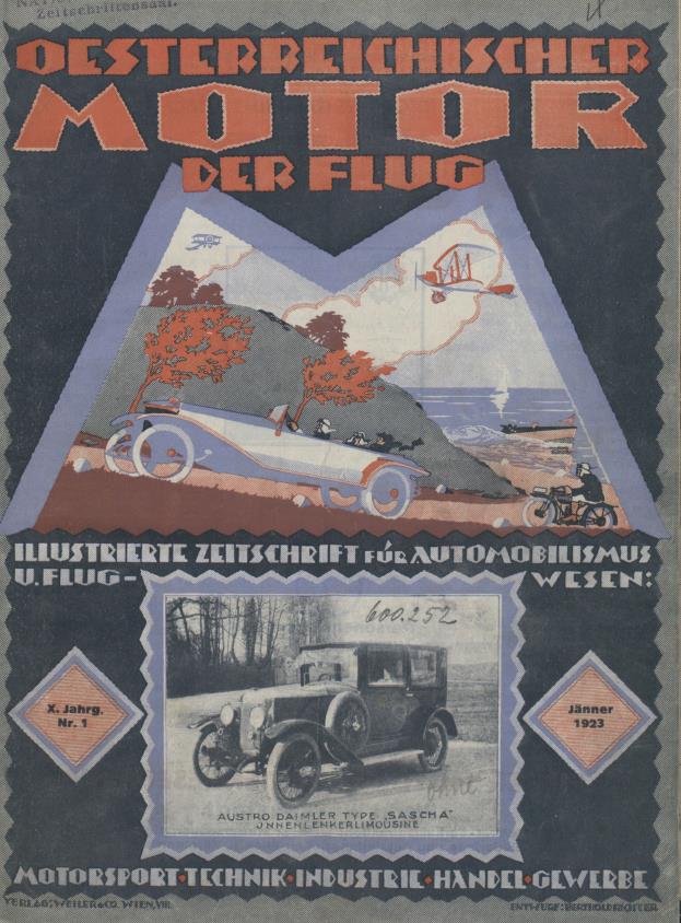 Журнал Osterreichischer motor der flug №1 1923