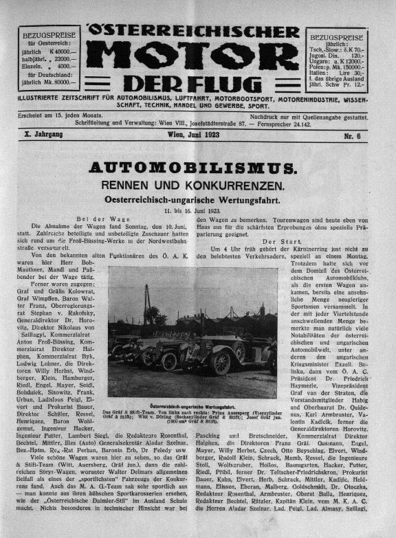 Журнал Osterreichischer motor der flug №6 1923