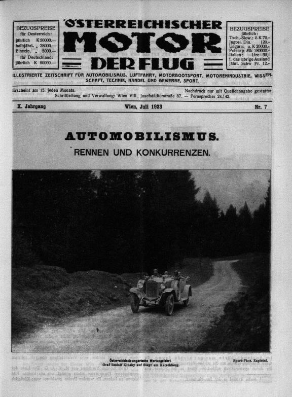 Журнал Osterreichischer motor der flug №7 1923